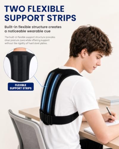 Teen Boys' Back Brace Posture Corrector, Wide Adjustable Straps