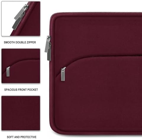 Laptop Sleeve 15.6 inch, Durable Portable Monitor Protective Cover with Front Pocket, Traveling Laptop Case Compatible for HP, Dell, Asus, Lenovo, Wine Red