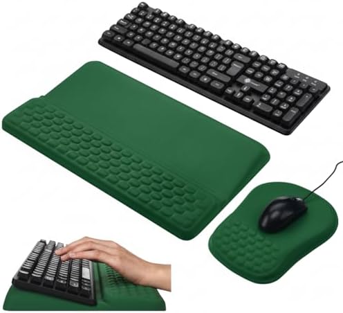 Photect Keyboard Stand with Wrist Rest Ergonomic Green Mouse Pad and Keyboard Riser Holder Lifter Tray with Carpal Tunnel Pain Relief Massage Bumps for Office Accessories Computer Typing