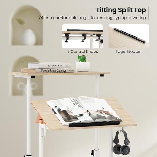 Tangkula Mobile Standing Desk, Portable Stand Up Rolling Desk