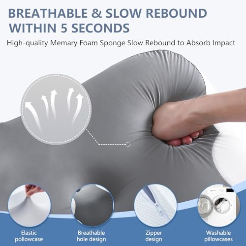 Cervical Neck Pillow for Pain Relief Memory Foam Pillow with Cooling Removable Cover Side/Back/Stomach Sleeper Pillow for Adults Ergonomic Contour Design Support Neck & Shoulder 24.8in*15.7*3.9/4.7in