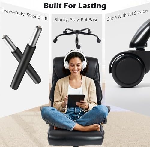 Office Chair - Ergonomic High Back Computer Desk Chair with Rocking Function & Lumbar Support - Executive Comfortable Wide Swivel Rolling Office Leather Chair with Flip-up Armrests for Home Gaming