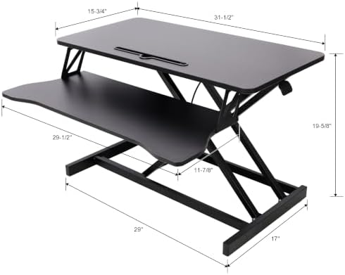 ALEVINE Black Adjustable Standing Desk Converter with Keyboard Tray