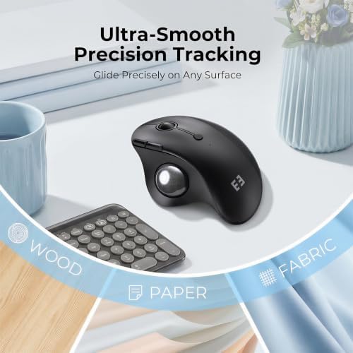 seenda Wireless Trackball Mouse, Ergonomic Bluetooth Rollerball Mouse,Black