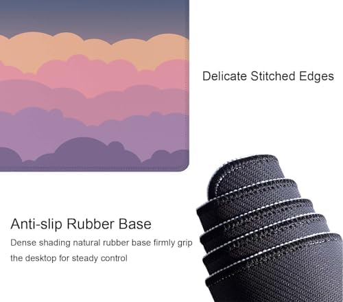 Gaming Mouse Pad Large,Cute Clouds Purple Mouse Pad Gaming Mouse Mat Desk Pad,31.5 x 11.8 Desk Mat Mouse Pads for Desk,Extended Keyboard Mousepad with Non-Slip Base and Stitched Edge