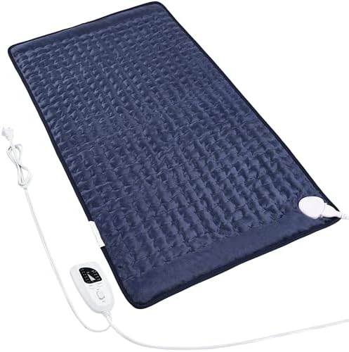 Heating Pad Electric Heat Pad, Hot Heated Pad,Multiple Temp and Timer Settings,Suitable for Shoulders, Neck, arms, Abdomen, Back, Legs, etc (NavyBlue, 33"X17")