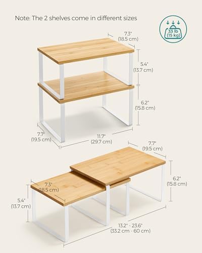 SONGMICS Cabinet Organizer Shelf, Set of 4 Spice Rack, Kitchen Storage