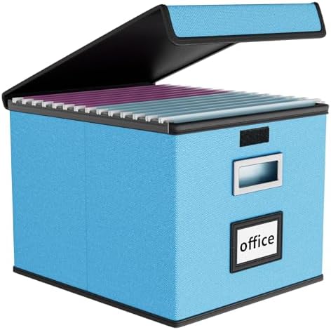File Organizer Box with Lids, Collapsible File Folder Organizer