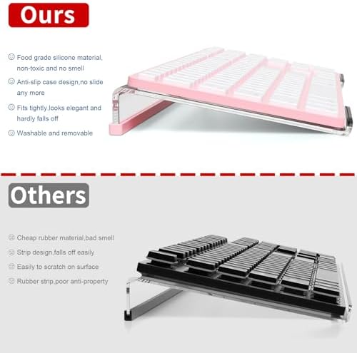 KOTEMON Acrylic Tilted Computer Keyboard Stand for Ergonomic Typing, Keyboard Tray Holder with Silicone Non-Slip Case, Clear