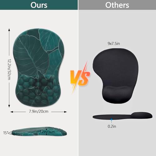 Ergonomic Mouse Pad Wrist Rest, 15° Memory Foam, Non-Slip PU Base