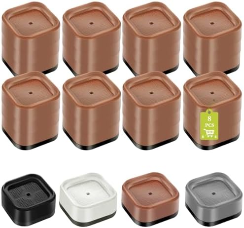 8 Pack Furniture Risers 3 Inch, Adjustable Bed Risers Heavy Duty for Table Desk Couch Chair Sofa Cabinet Bed Legs Dorm, Square Stackable Bed Raisers Blocks Lift Height 1", 2",3"or 4", Brown