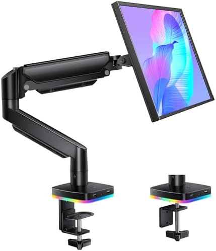 RGB Gas Spring Monitor Arm with USB Hub for 13-32 Inch Monitors