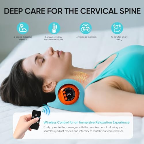 Neck Massager 2026,4-in-1 Neck & Shoulder Massager with Heat and Stretch,Boost Circulation,Pain Relief and Muscle Relax for Neck and Shoulder Relaxation at Home, Office,Car Travel