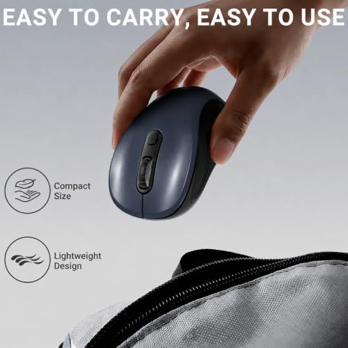 WisFox 2.4GHz Wireless Mouse for Laptop, Ergonomic 6-Button, Matt Gray