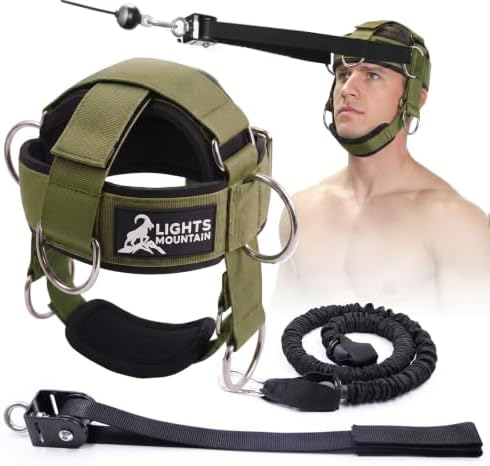 Adjustable Neck Harness with Pulley System & Resistance Bands – Multi-Directional Neck Weight Lifting Training for Strength, Stability & Posture – Padded Head Strap for Athletes & Fitness