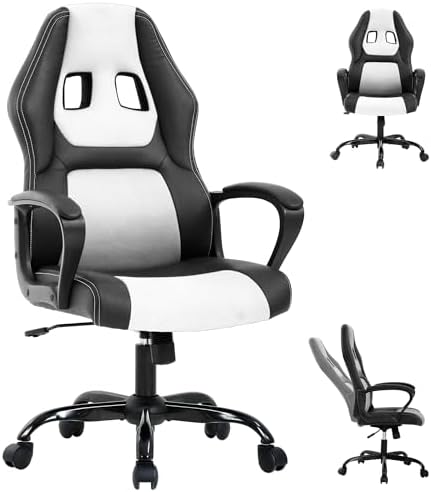 PC Gaming Chair Ergonomic Computer Chair High-Back Racing Gaming Chairs with Lumbar Support Armrest Adjustable PU Leather Office Desk Chair Swivel Rolling Executive Video Gaming Chair for Adults