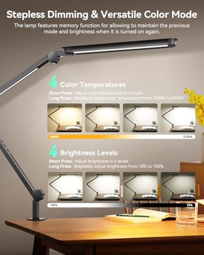 LED Desk Lamp with Clamp, 4CCT Table Lights for Home Office Puzzle Painting