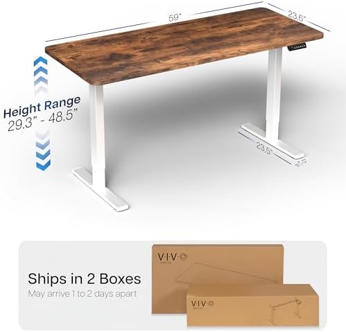 VIVO Rustic Vintage Brown 60 x 24 in Standing Desk, DESK-KIT-1W6N
