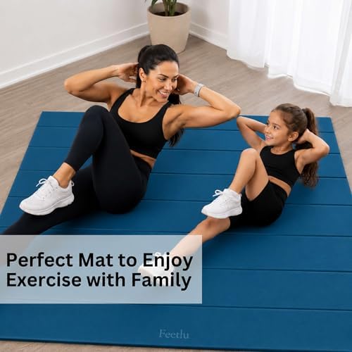 Extra Wide & Large Foldable Yoga Mat, 72" x 48", 6mm/8mm Thick