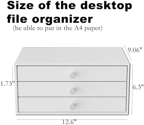 Svartur Desktop Drawers, Metal Desk Organizer with Drawer Storage Organizer for A4 File, Desk File Storage Organization for Office, Home, No Assembly Required, White