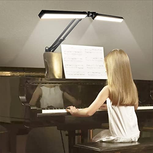 2-in-1 LED Double Head Desk Lamps for Home Office,24W Brightest Workbench Light,Eye-care Architect Desk Lamp with Clamp Base,3 Colors 10 Dimming Swing Arm Computer Desktop Light for Reading/Study