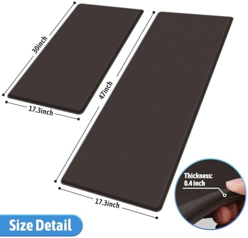 StepLively Kitchen Mat for Floor 2 PCS, Anti Fatigue Rugs, Chocolate