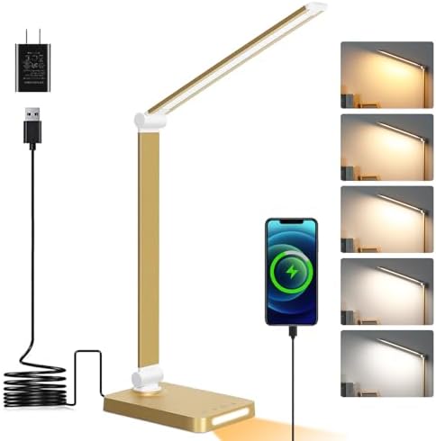 LED Desk Lamp with USB Ports,Touch Desk Lamps for Home Office with 5 Modes