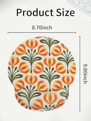 Seorsok Leaves & Floral Mouse Pad with Gel Wrist Support Mouse Pad,Ergonomic Aesthetic,Comfortable Mousepad for Office Game Work Computer,Pain Relief Mousepad with Non-Slip Silicone Base,Yellow