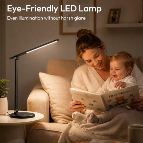 LED Desk Lamp for Home Office,Eye-Caring 9W Touch Desk Light, Black