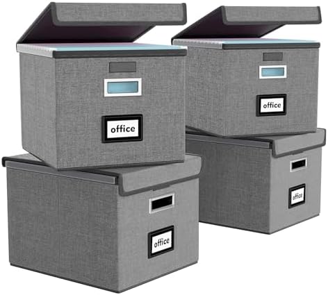 File Organizer Box with Lids, Collapsible File Folder Organizer