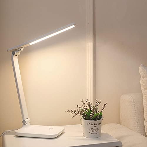 LED Desk Lamp, Portable Touch Control Eye-Caring Reading Table Lamp, 3 Lighting Modes 3 Brightness Levels, Flexible Gooseneck, Office Desk Light with USB Charging Port, Blue Light Filter