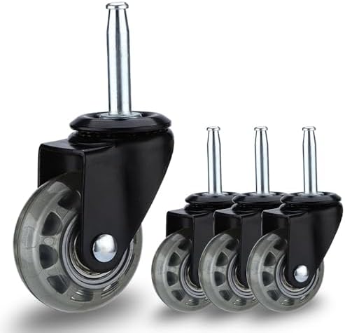 2" Rubber Caster Wheels, casters Set of 4 Black casters 5/16" x 1 1/2" (7.9 x 38mm) Wheels Pole with Sleeve for Shop Vac Wet Dry Vacuums Caster, Furniture（Set of 4 Heavy Duty）