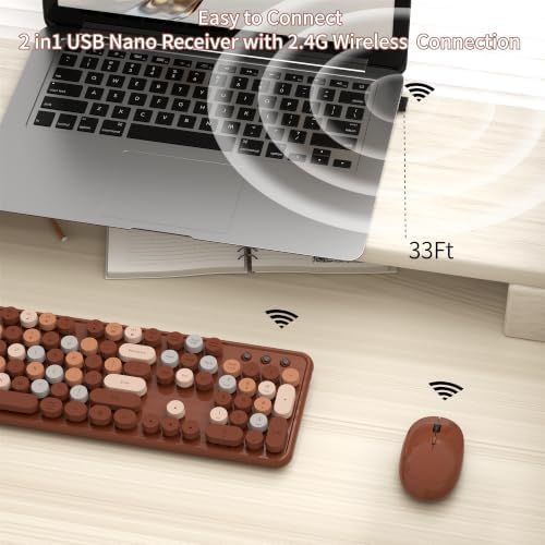 Colorful Wireless Keyboard and Mouse Combos, Coffee Colorful