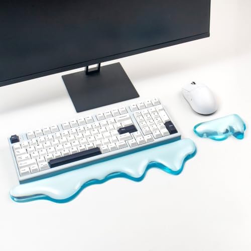 Gel Keyboard and Mouse Wrist Rest Set, Blue Wrist Pad for Computer Keyboard