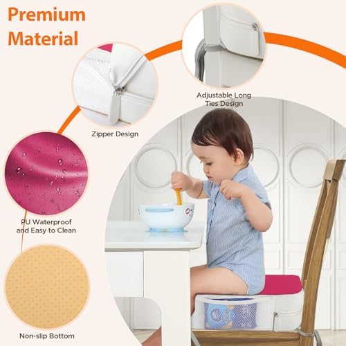 Booster Seat for Kitchen Chair, 3.8" Kid Booster Seat Cushion with Ties