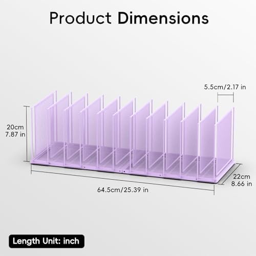 File Organizer for Desk, 11-Section Vertical File Sorter, Paper Holder Organizer Standing Metal File Folder for Office Home Classroom, Purple