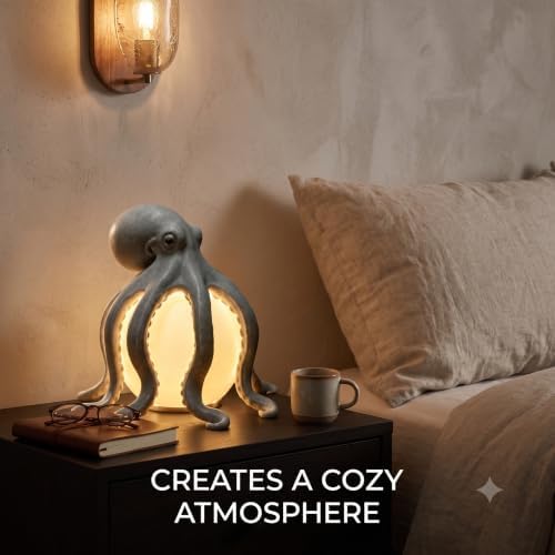 Octopus Ocean Decor Table Lamp, Black