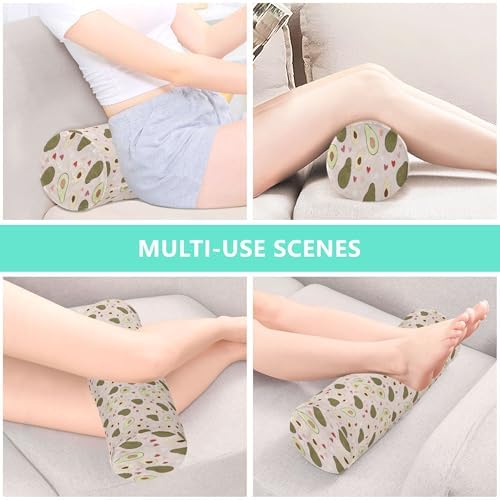 Yoga Meditation Bolster Pillow Neck Roll Pillow Small Round Pillows Decorative Throw Pillows Cervical Roll Cylinder Pillow Neck Support Side Sleeper Cute Avocado Heart