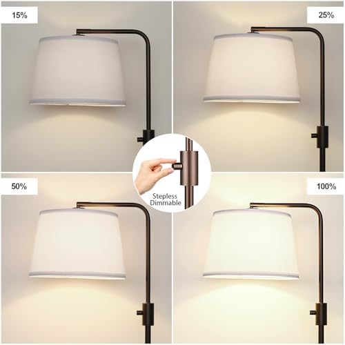 Nintiue [Upgraded] Dimmable Floor Lamp, 1000 Lumens LED Edison Bulb Included, Modern Arc Standing Tall Brown Floor Lamp for Living Room Bedroom Office Dining Room