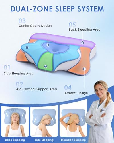 Cervical Neck Pillow for Neck Pain Relief Mellow Sleep Pillow Memory Foam