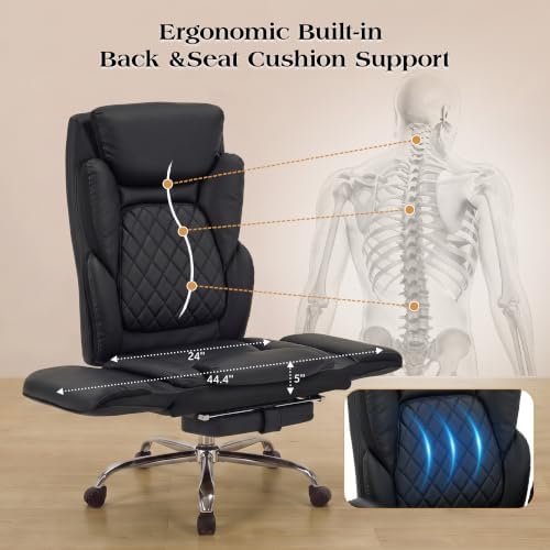 Big and Tall Executive Criss Cross Office Chair with Footrest Flip Armrest