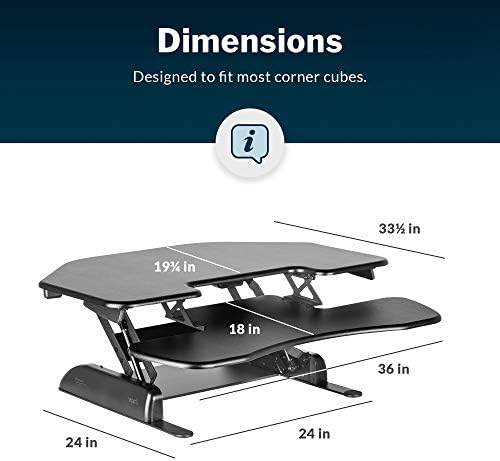 Vari - VariDesk Cube Corner 36 - Cubicle Standing Desk Converter for Dual Monitors - Home Office Desk with 11 Height Adjustable Settings, Spring-Assisted Lift, Weighted Base - Fully Assembled, Black