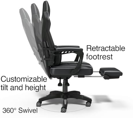 STAPLES Emerge Vomax Gaming Chair, Adjustable Height, Swivel, Black