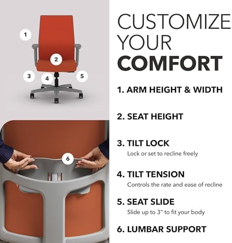 HON Ignition 2.0 Ergonomic Office Chair, Lumbar Support, Salamander