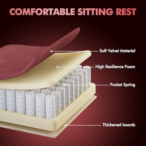 Soontrans Red Velvet Gaming Chair with Footrest, Ergonomic Reclining Computer Desk Chair, Massage Lumbar Cushion & Headrest, Comfortable Video Game Chair for Adults