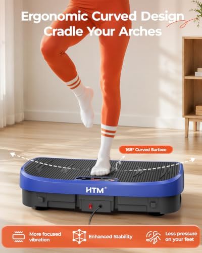HTM Vibration Plate Exercise Machine, 9 Modes & 120 Speeds, Body Shake Plate with Resistance Bands Slot & Remote Control, Shake Board for Weight Loss Fat Burner Home Fitness Workout