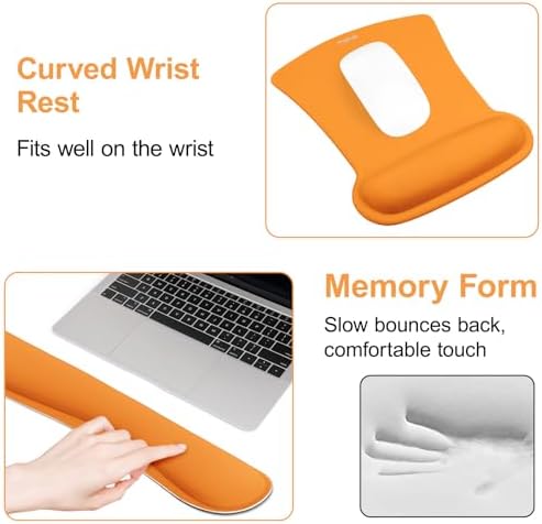 MOSISO Wrist Rest Support for Mouse Pad & Keyboard Set, Orange