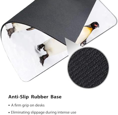 9.5x7.9 Inch Office/Gaming Mouse Pad, Group of Emperor Penguins On A Snowy Landscape Cute Anti-Slip Mat for Desk