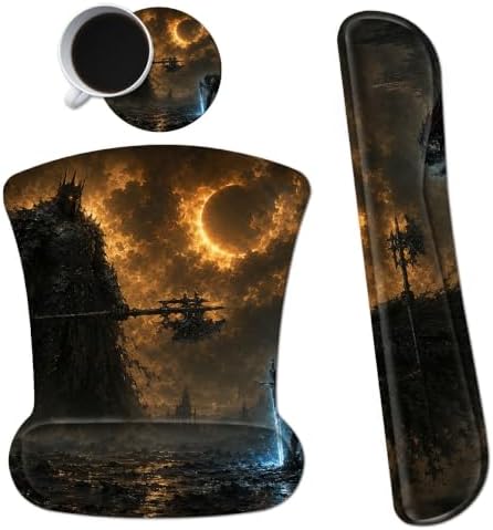 3-in-1 Ergonomic Memory Foam Keyboard Wrist Rest Pad Set, Dark Warriors