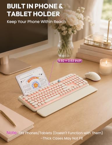 Wireless Keyboard and Mouse, Backlit Typewriter with Magnetic Wrist Rest